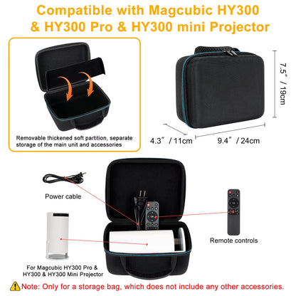 For Magcubic HY300/HY300 Pro/Hy300 Mini Projector Storage Bag Hard EVA Carrying Case Travel Storage for Projector Accessories